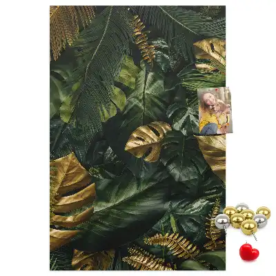 Tropical leaves cork pin board