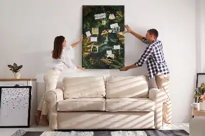 Tropical leaves cork pin board