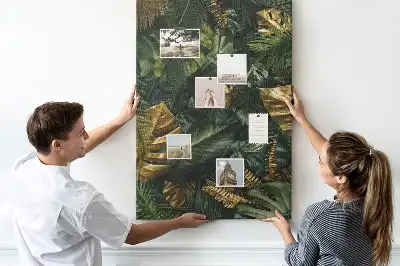 Tropical leaves cork pin board