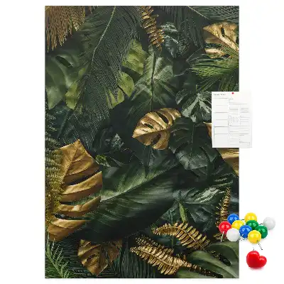 Tropical leaves cork pin board