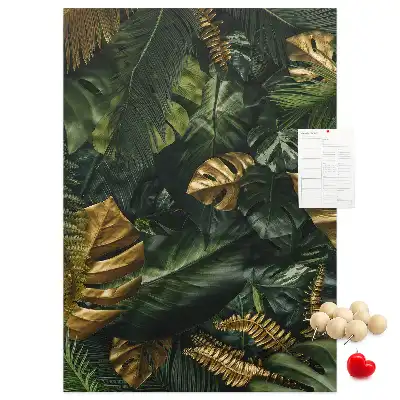 Tropical leaves cork pin board