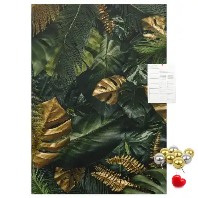 Tropical leaves cork pin board