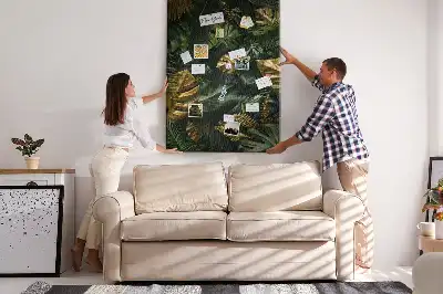 Tropical leaves cork pin board