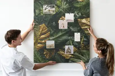 Tropical leaves cork pin board