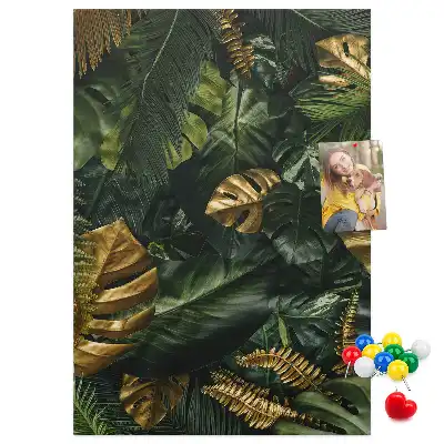 Tropical leaves cork pin board