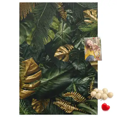 Tropical leaves cork pin board