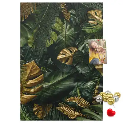 Tropical leaves cork pin board