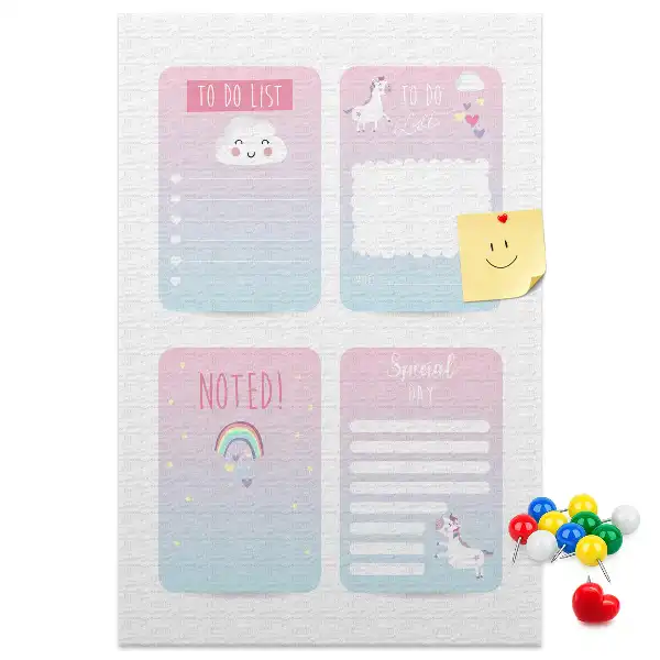 Unicorn cork pin board planner