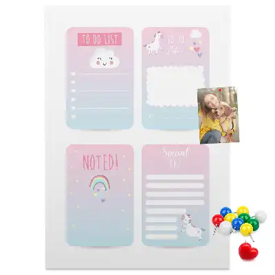 Cork pin board Unicorn planner