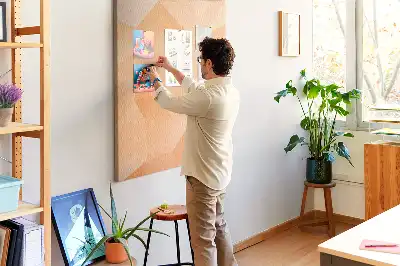 Cork Note Board with Abstract Triangle Design