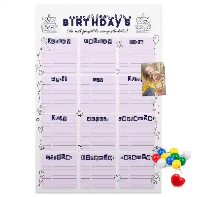 Cork pin board Birthday celebration planner
