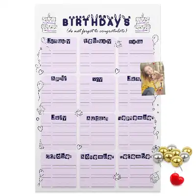 Cork pin board Birthday celebration planner