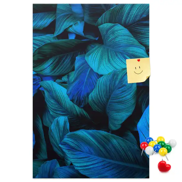 Tropical leaves cork pin board