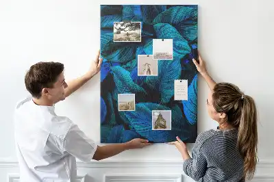 Tropical leaves cork pin board