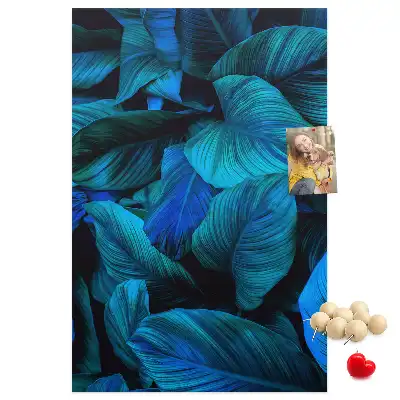 Tropical leaves cork pin board