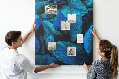 Tropical leaves cork pin board