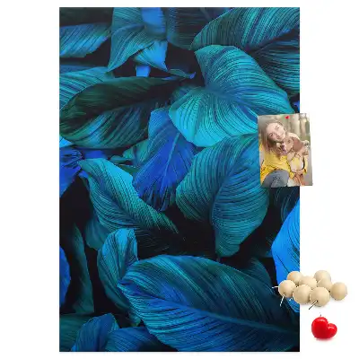Tropical leaves cork pin board