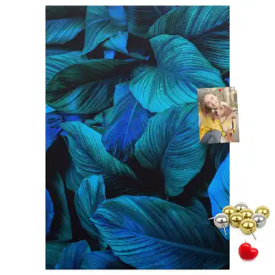 Tropical leaves cork pin board
