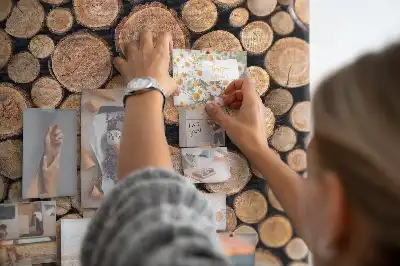 Wall cork memo board made of natural tree trunk slices
