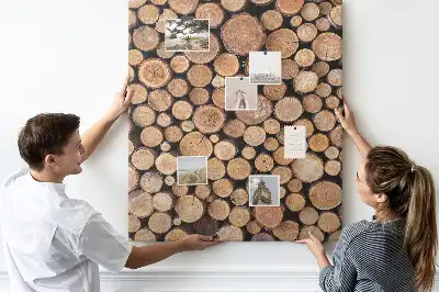 Wall cork memo board Pieces of trunks arrays