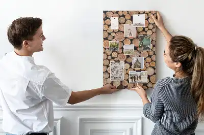 Wall cork memo board Pieces of trunks arrays