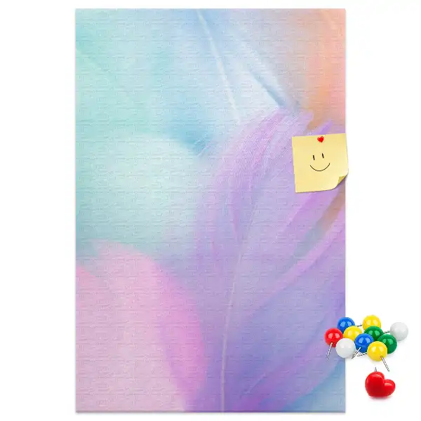 Pastel feathers cork pin board