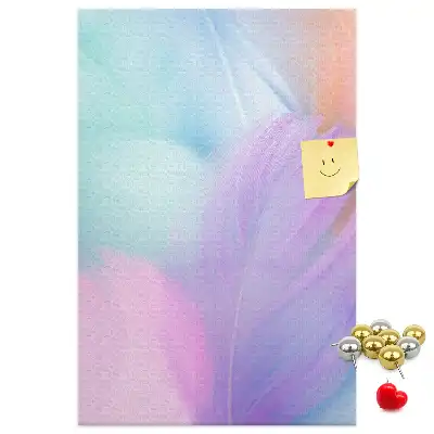 Pastel feathers cork pin board