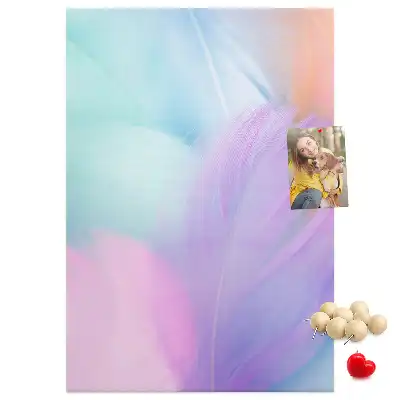 Cork pin board Pastel feathers