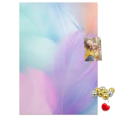 Pastel feathers cork pin board