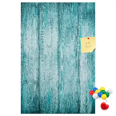 Blue wooden cork memo board