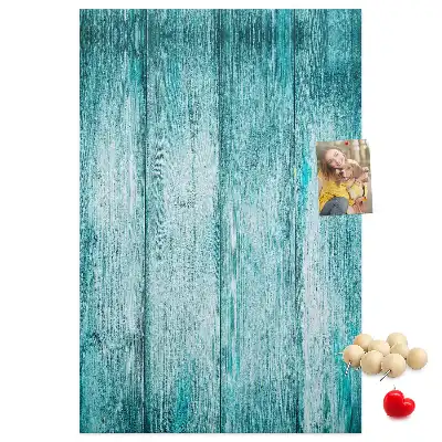 Blue wooden cork memo board