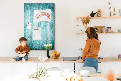 Blue wooden cork memo board