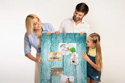 Blue wooden cork memo board