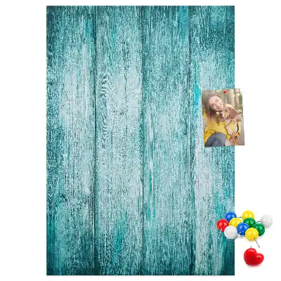 Blue wooden cork memo board