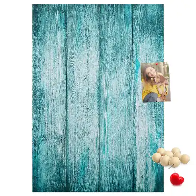 Blue wooden cork memo board