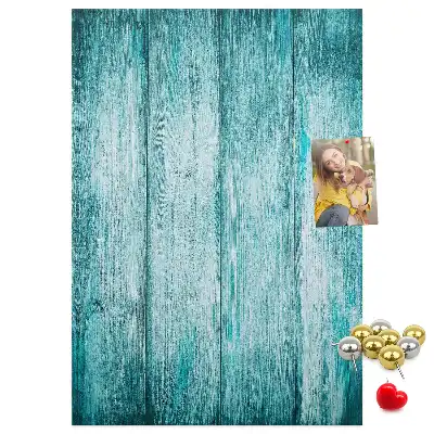Blue wooden cork memo board