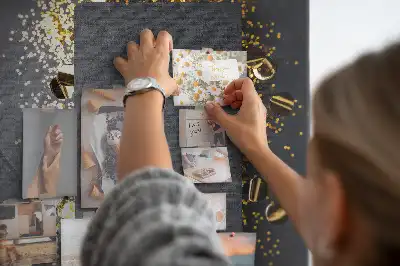 Wall cork memo board with golden confetti pattern