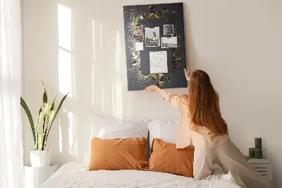 Wall cork memo board with golden confetti pattern
