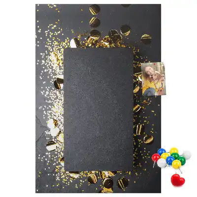 Wall cork memo board with golden confetti pattern