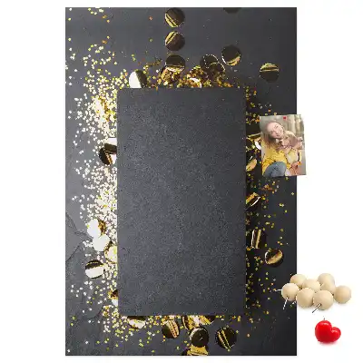 Wall cork memo board with golden confetti pattern