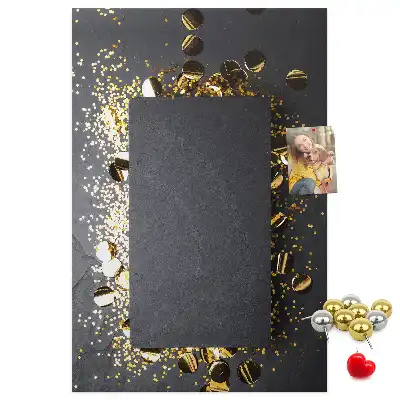 Wall cork memo board with golden confetti pattern