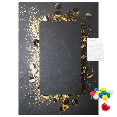 Wall cork memo board with golden confetti pattern