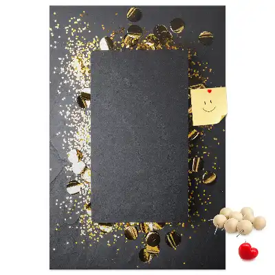 Wall cork memo board with golden confetti pattern