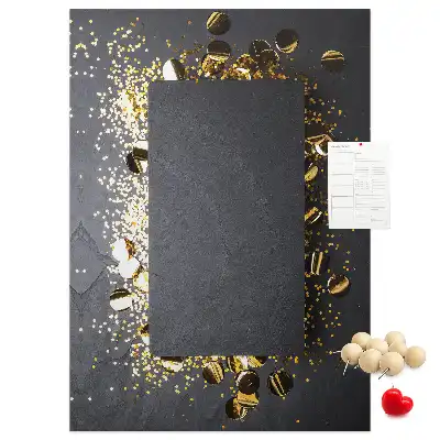 Wall cork memo board with golden confetti pattern