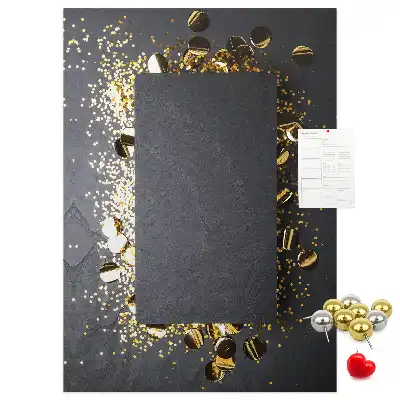 Wall cork memo board with golden confetti pattern