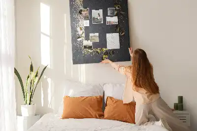 Wall cork memo board with golden confetti pattern