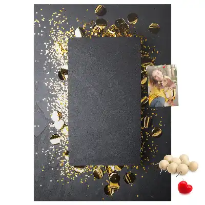 Wall cork memo board with golden confetti pattern