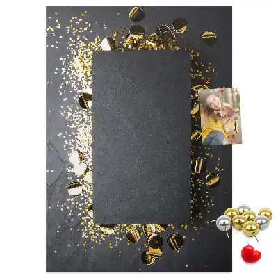 Wall cork memo board with golden confetti pattern
