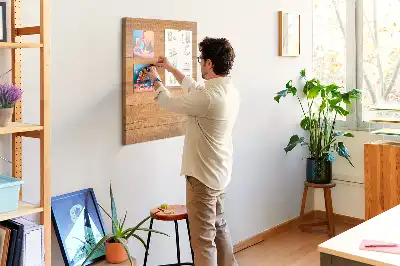 Cork note board wooden panel
