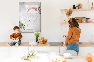 Wall cork memo board with concrete and olive pattern
